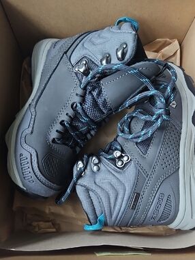 Vasque Gray Kids Hiking Sneakers with Teal Accents